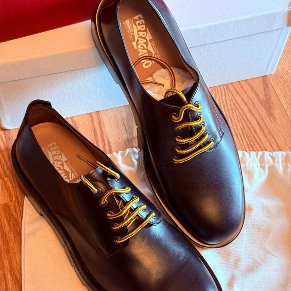 Salvatore Ferragamo Black Chunky Rudy Derbys，size 11.5 Ferragamo Black Chunky Rudy Derbys In Nero - 56% Off  main image 3